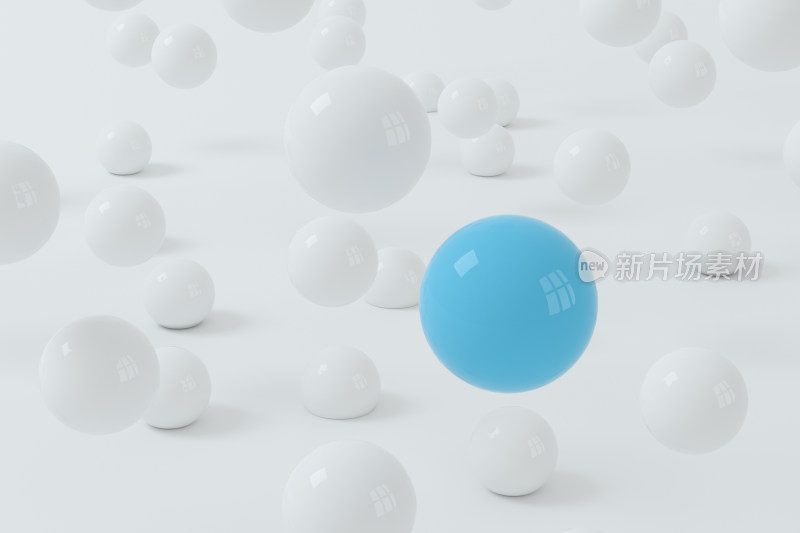 大量弹性的小球与白色背景 3D渲染