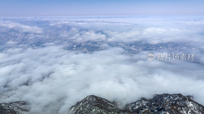 山脉大雪云海航拍辽阔高远壮观背景自然风景