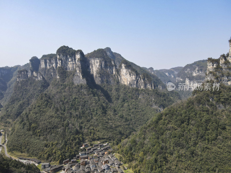 湖南湘西矮寨奇观 A景区航拍摄影图