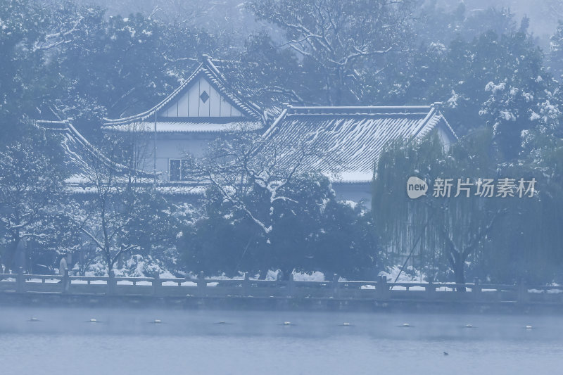 杭州西湖冬天江南雪景