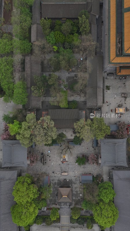 大兴善寺古建筑屋顶鸟瞰全景