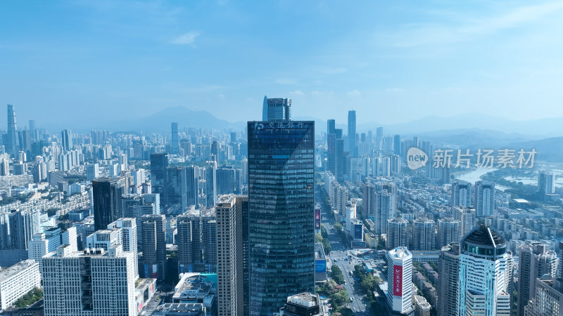 深圳交通银行大厦航拍城市高楼大厦建筑风光
