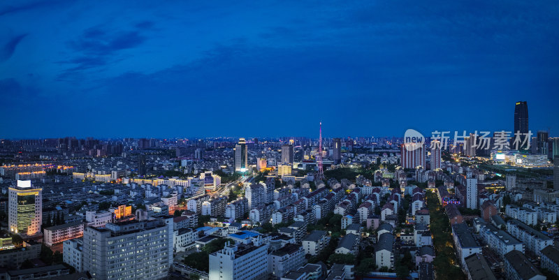 航拍昆山城市建筑风光夜景大景