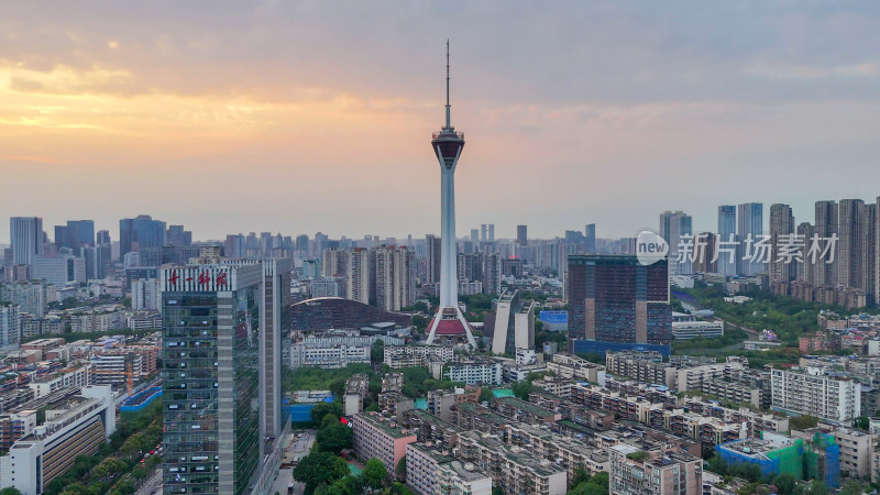 航拍成都天府熊猫塔地标建筑摄影图