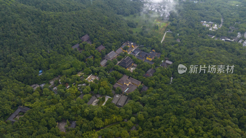 杭州西湖景区灵隐寺晨曦航拍