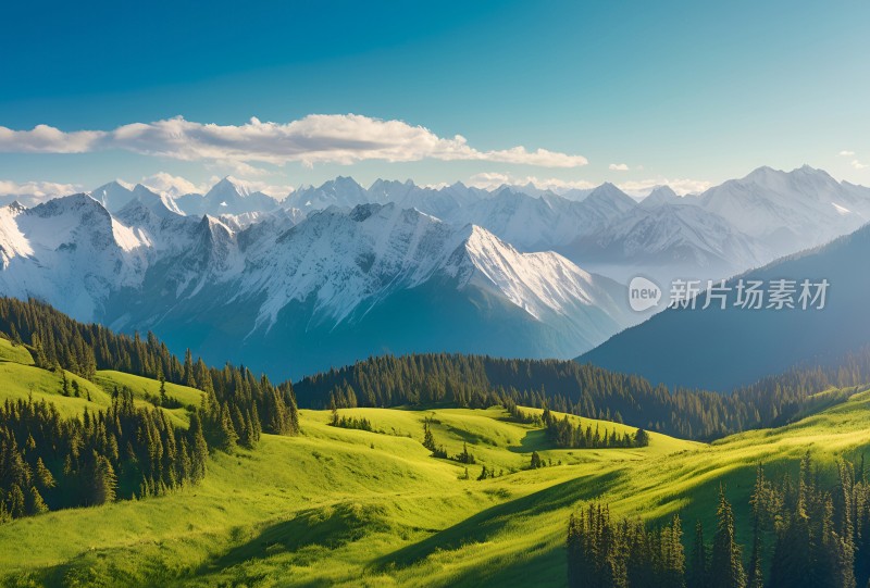 雪山高原草原森林风景