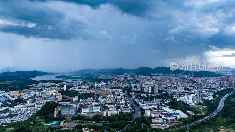 深圳宝安区暴雨航拍图