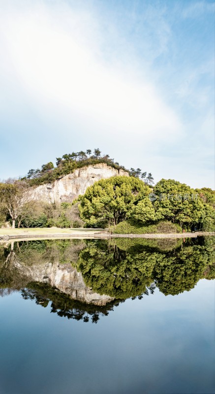 绍兴柯岩山水倒影自然风光