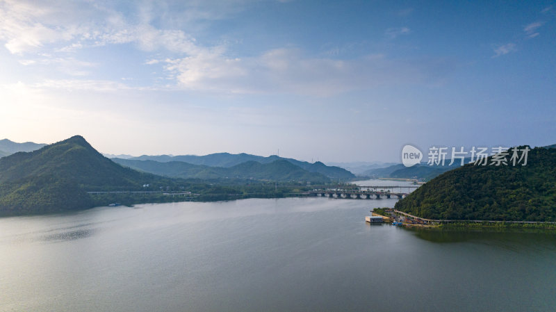 浙江省杭州市临安青山湖晨曦航拍