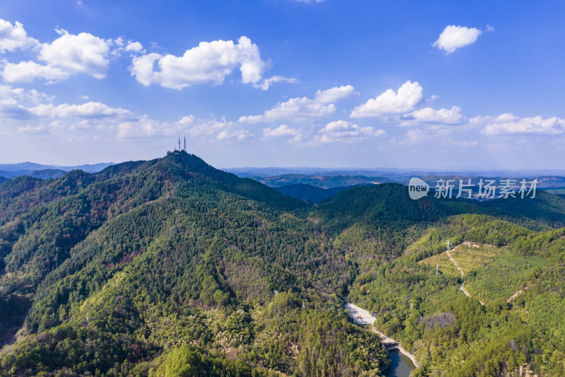 大自然蓝天白云山川城市航拍