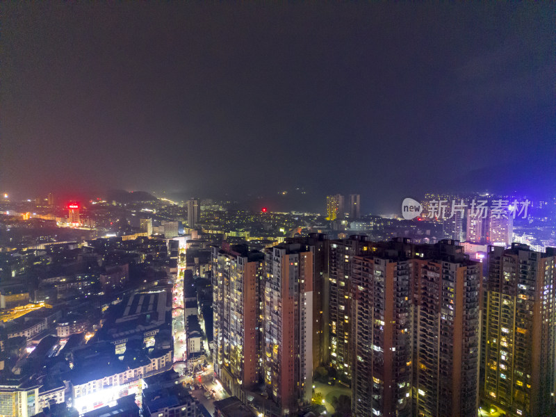 城市夜景灯光航拍摄影图