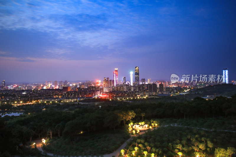 广西南宁东盟商务区城市风光建筑夜景