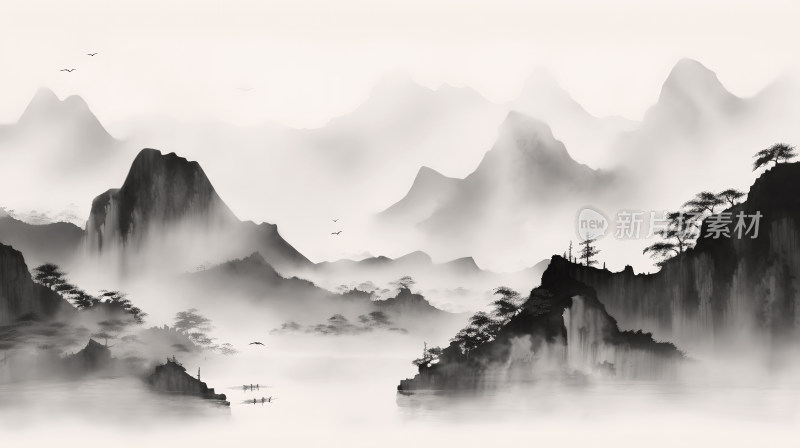 水墨风格山水风景