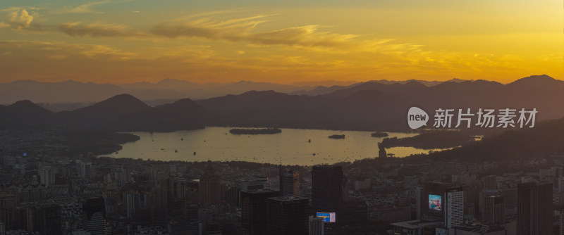 杭州拱墅区朝晖地区城市夕阳风光