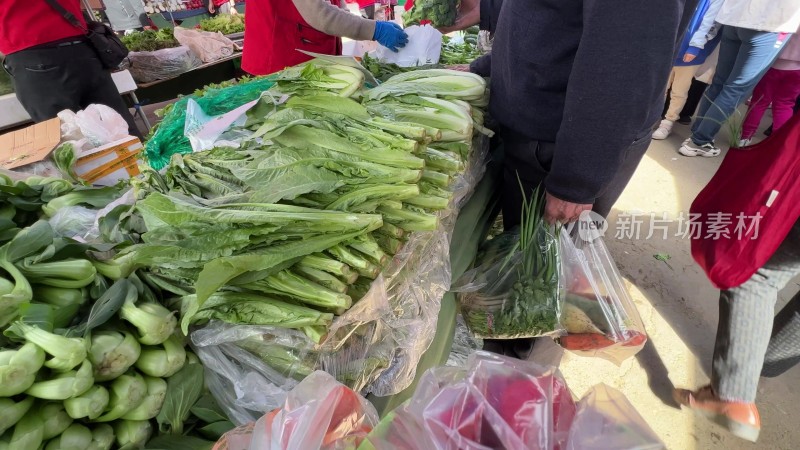 买菜绿叶菜蔬菜菜市场百姓生活赶大集