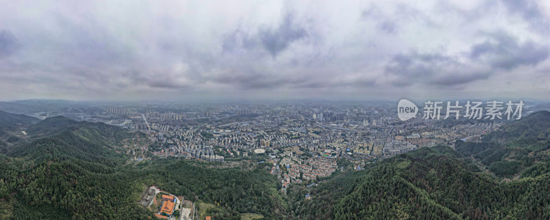 湖南怀化城市风光全景图航拍