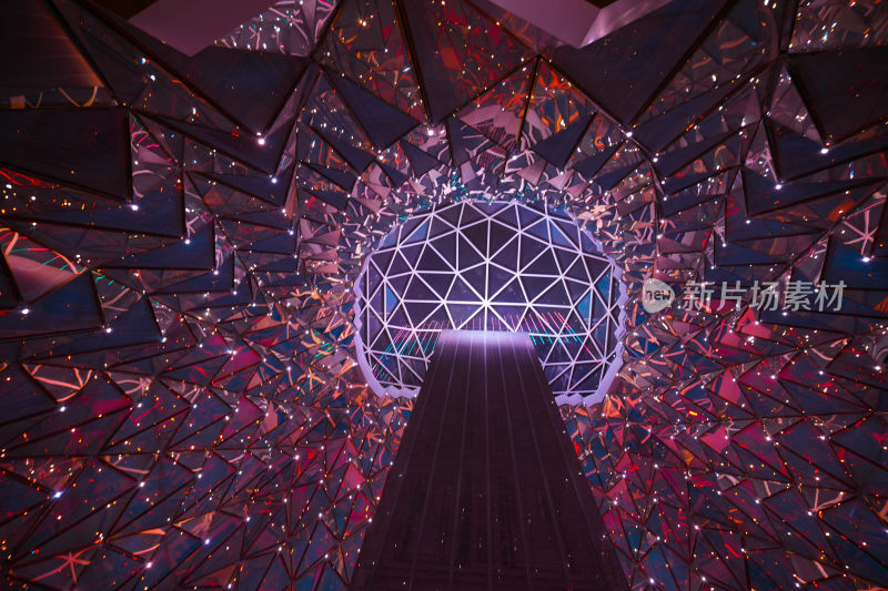 科技感几何结构光影空间