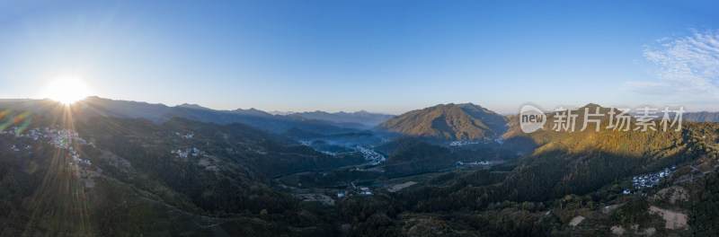 安徽黄山市群山山峦晨曦航拍