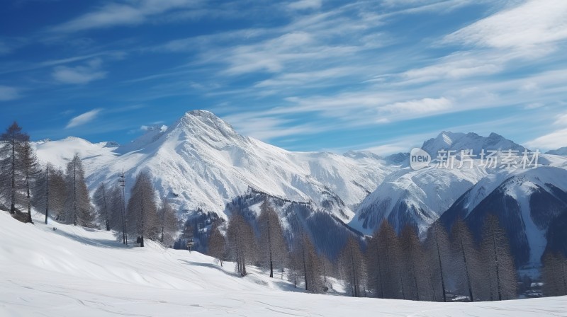 冬季唯美雪景雪山海报背景配图高清摄影图