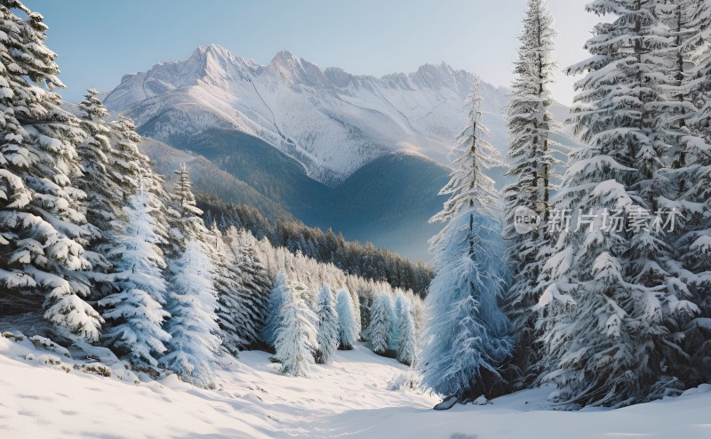 冬季森林白雪覆盖风景