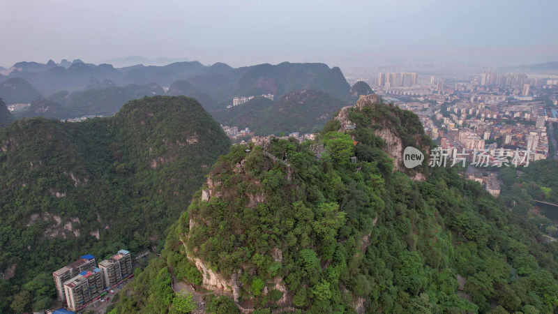 航拍广西柳州马鞍山公园