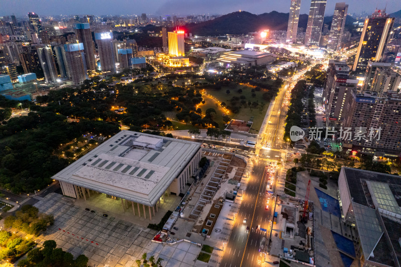 广东东湾夜幕降临夜景灯光航拍摄影图