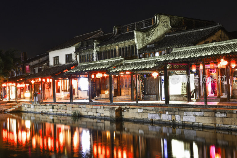 西塘古镇景区夜景，江南水乡