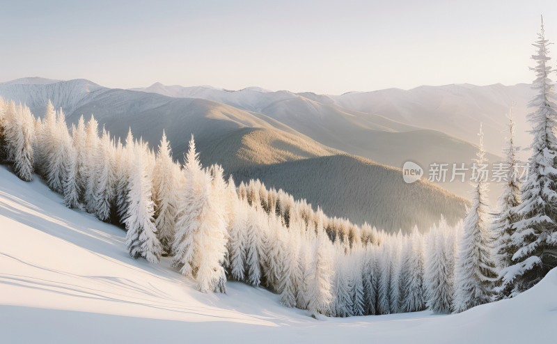 冬季森林白雪覆盖风景