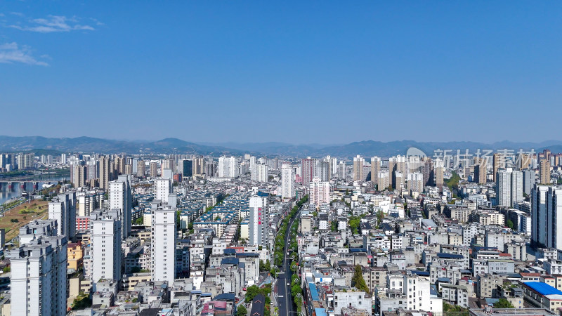 航拍陕西安康大景安康建设摄影图