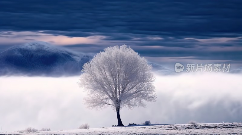 冬季唯美雪景雪山海报背景配图高清摄影图