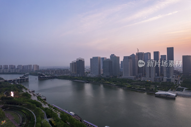 天津海河于家堡金融中心城市现代建筑风光