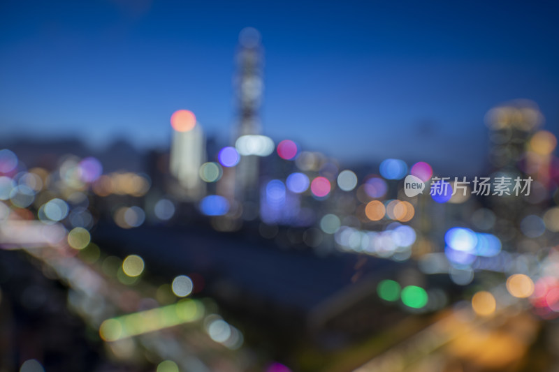 夜晚模糊城市风光