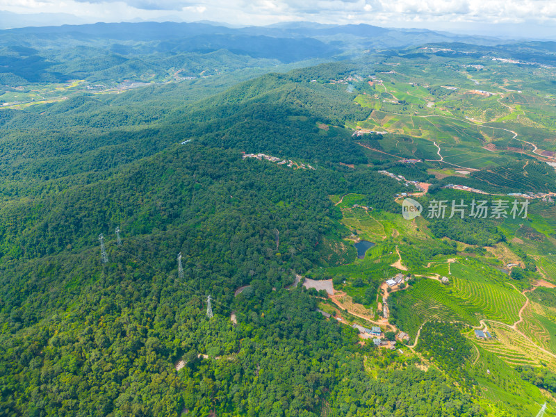 航拍乡村田园风光梯田田地