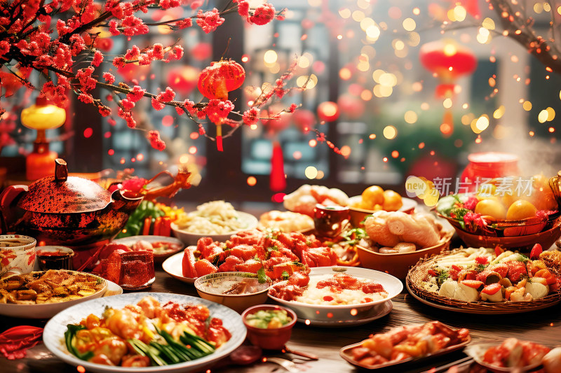 新年团圆庆祝年夜饭美食喜庆