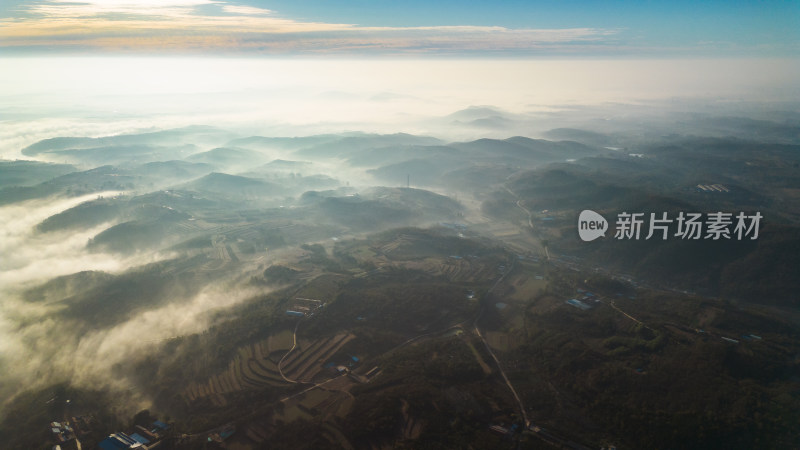 航拍山川清晨云海云雾风景