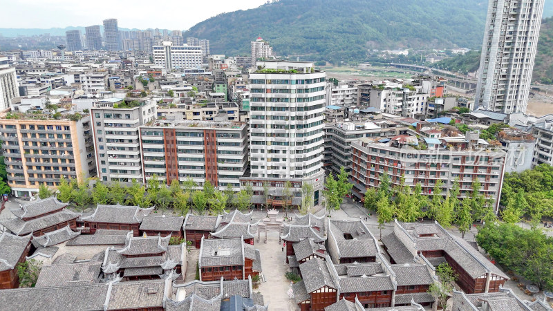 航拍四川宜宾冠英古街摄影图