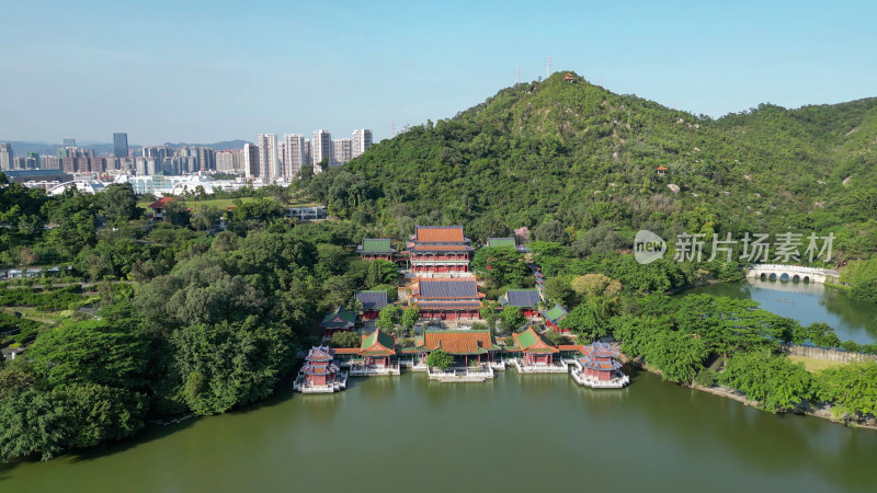 航拍广东珠海圆明新园