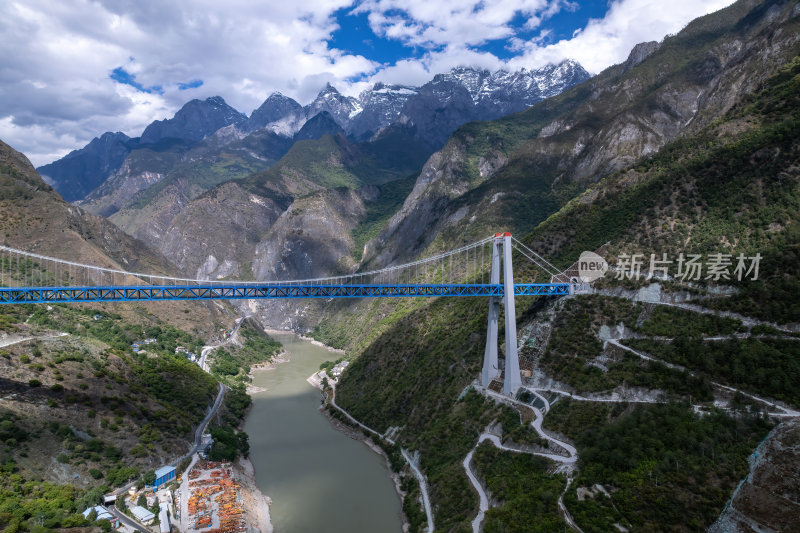 云南香格里拉藏族虎跳峡大桥航拍