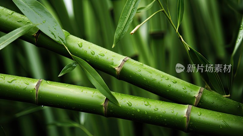 唯美绿色竹林一角特写