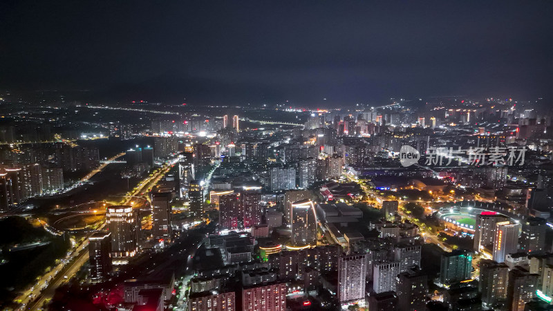 莆田城市大景夜景灯光航拍图