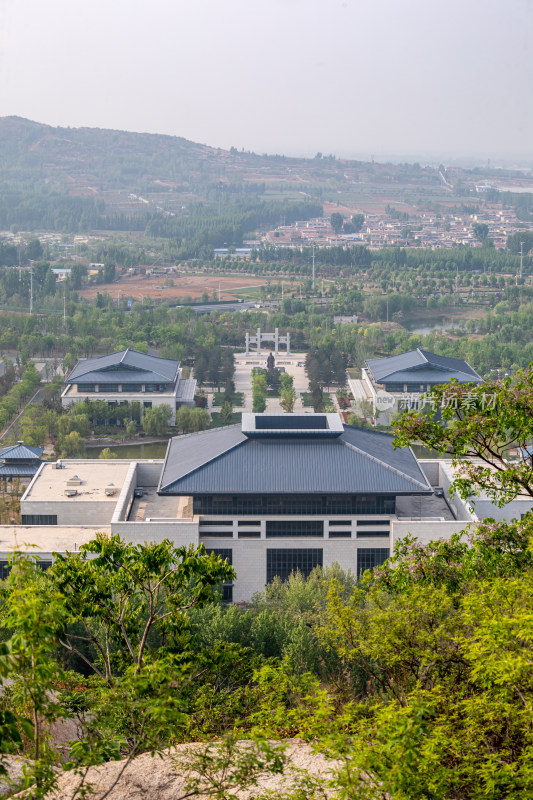 山东济宁邹城孟苑建筑景观航拍视角