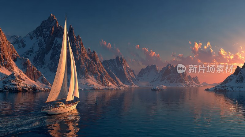 扬帆起航的帆船