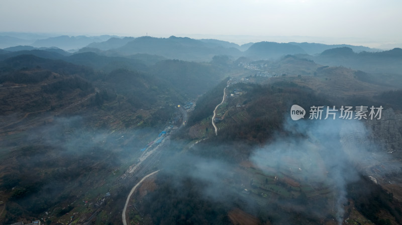 湘西吉首大山晨雾航拍