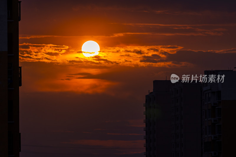 城市日落景象