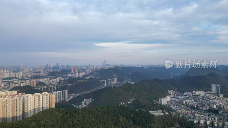 航拍贵阳大景云贵山山头公园