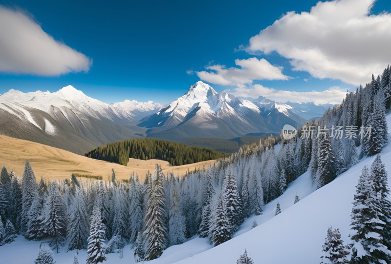 雪山高原草原森林风景