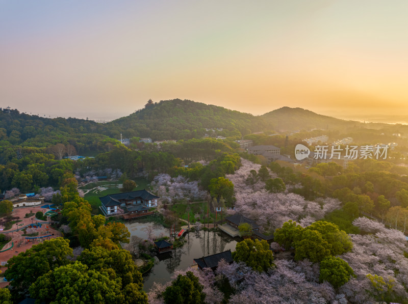 湖北武汉春季白天东湖磨山楚天台航拍风光