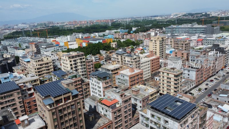 航拍广东省东莞市横沥镇城市风光