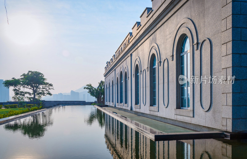 澳门博物馆现代建筑与水景