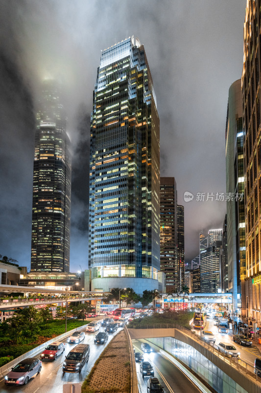 中国香港中环城市风光夜景